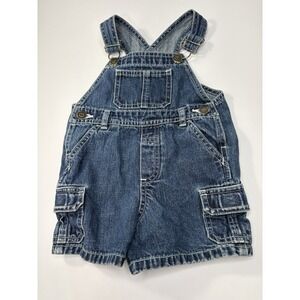 Baby Gap Denim Short Overalls 12M‎ Boys Girls Jean Romper Cargo Pockets